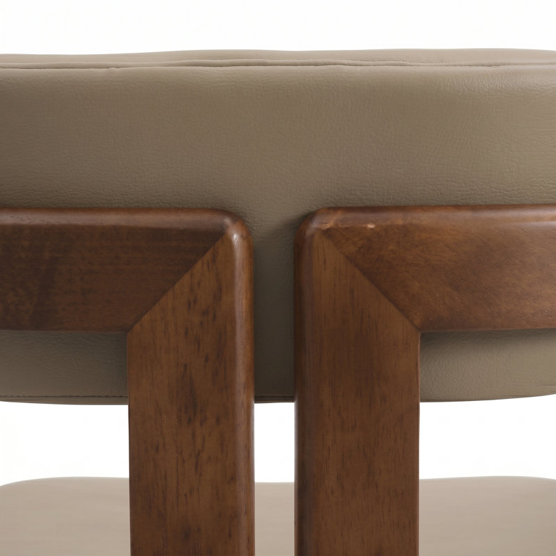 Fauteuil de salle à manger en cuir végétalien Cowles, Ensemble de 4, Naturel foncé