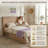 Modern Farmhouse Wood Platform Bed with Panel Headboard and Three-Zone Storage System, Queen, Pale Oak-1103158316-1103158305