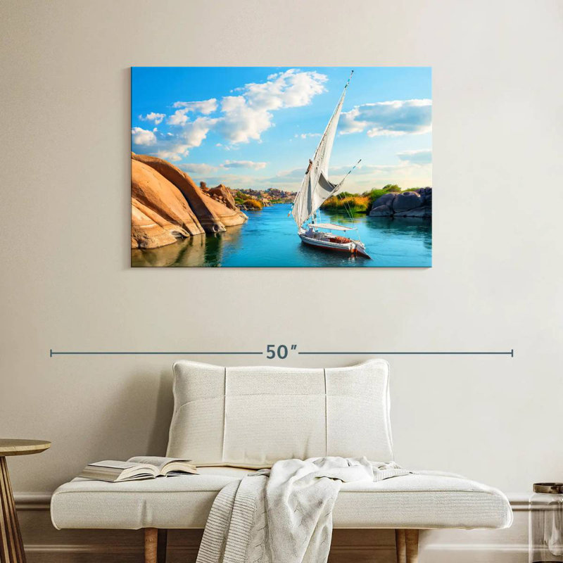 Meil River Nile Boat, H 26 po x l 39 po
