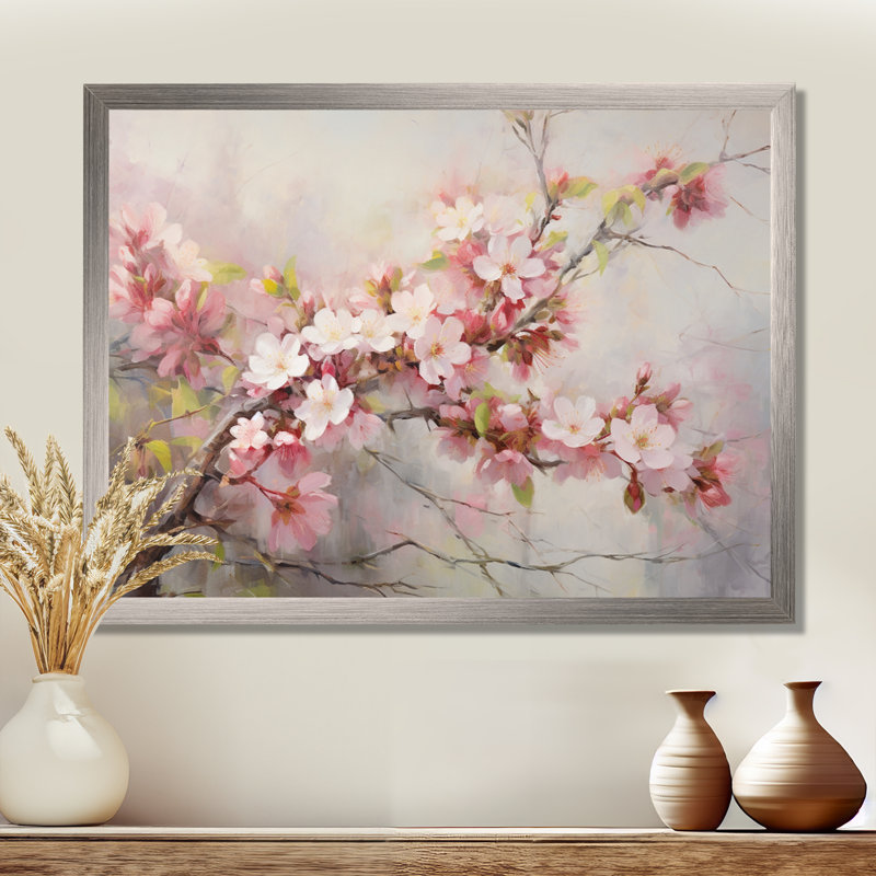 Fleur de pommier impressionniste - Impressions sur toile, H 30 po x l 40 po x P 1,5 po, Cadre flottant doré