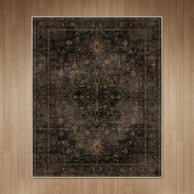 Oriental Performance Charcoal / Chocolate Area Rug, Machine Washable