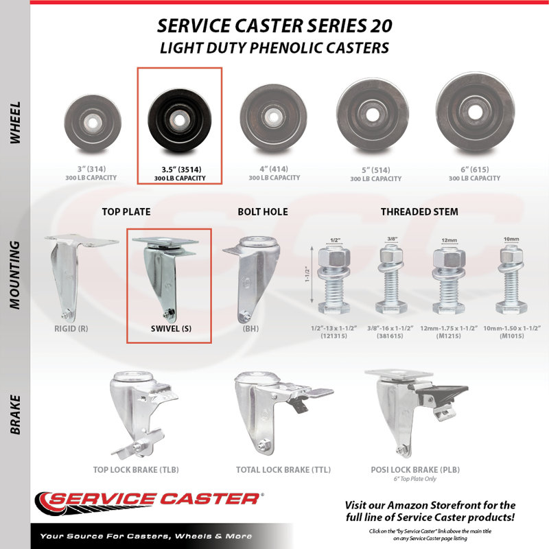 Phenolic Wheel Swivel Top Plate Caster