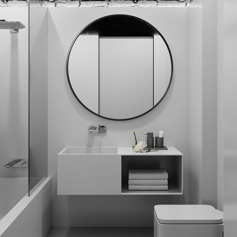 Large Round Mirror, 42" x 42", Black