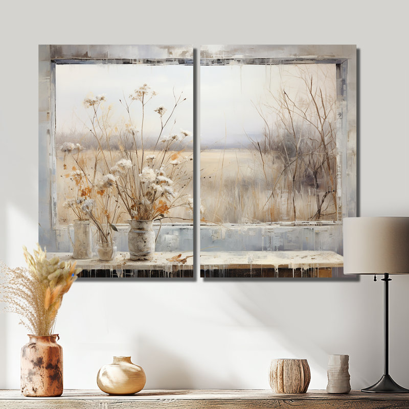 Winter Meadow View Calmness III - Paysages prairies, impressions sur toile 2 pièces, H 36 po x l 48 po, Toile tendue