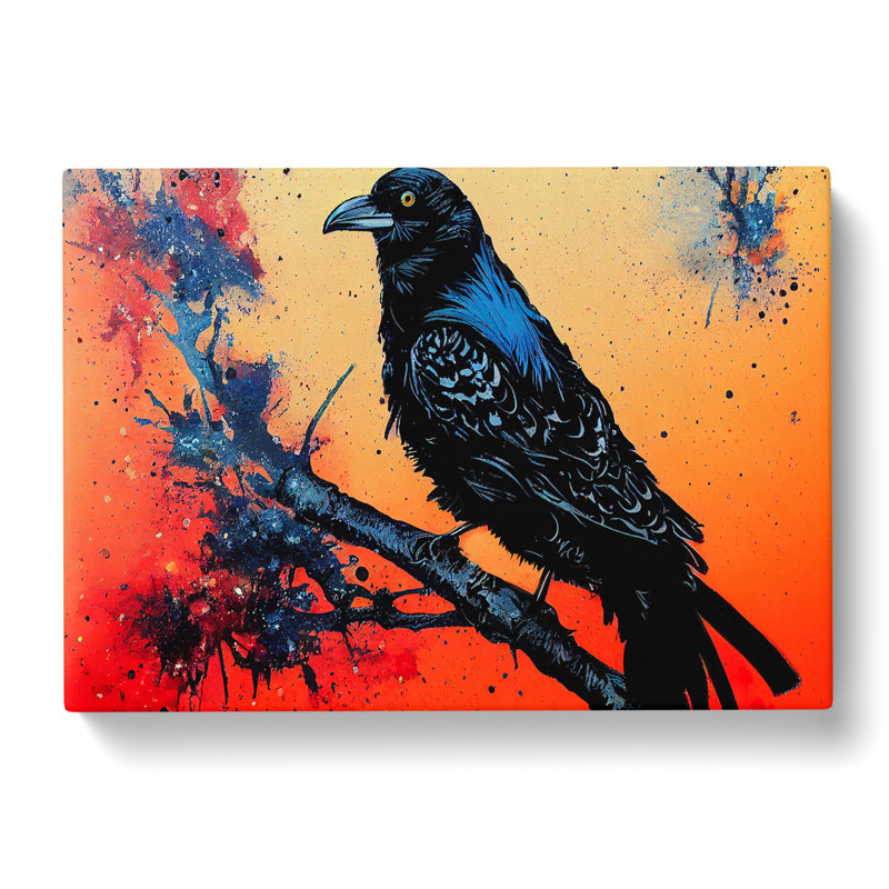 Raven Bird Splash Vol.2 Abstract - Wrapped Canvas Painting, 40cm H x 60cm W x 3cm D