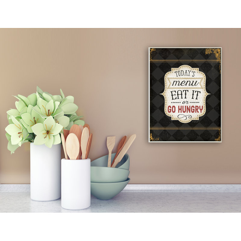 Art textuel sur bois, "manger today it or go"