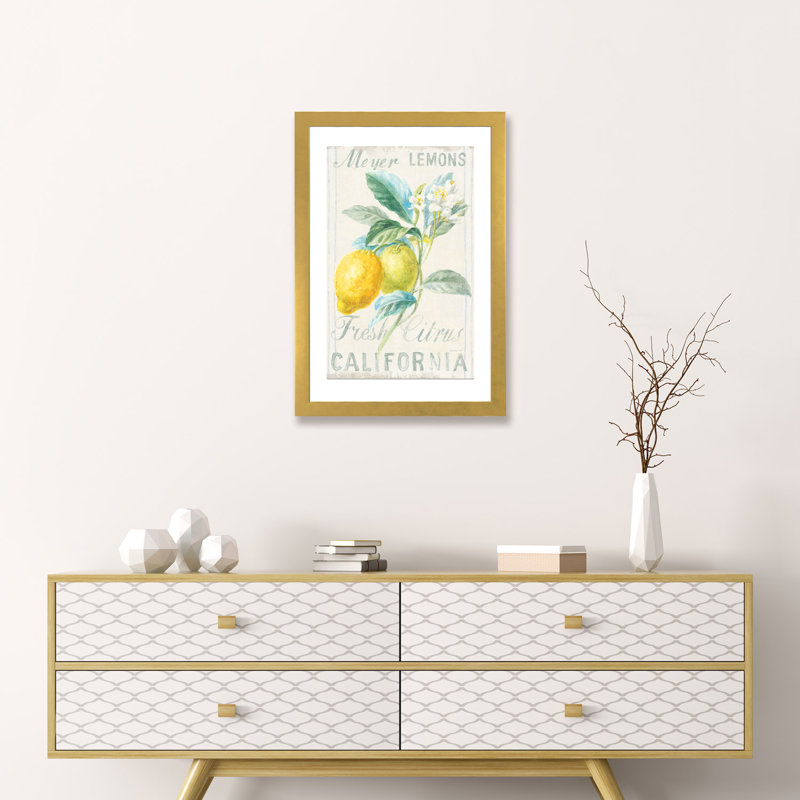 «Floursack Lemon II», reproduction sur toile tendue, H 24 po x l 16 po x P 1 po, Papier beaux-arts encadré doré
