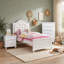 Ensemble de chambre d'enfant pour lit double 3 pièces Aure, tête de lit capitonnée courbée, blanc