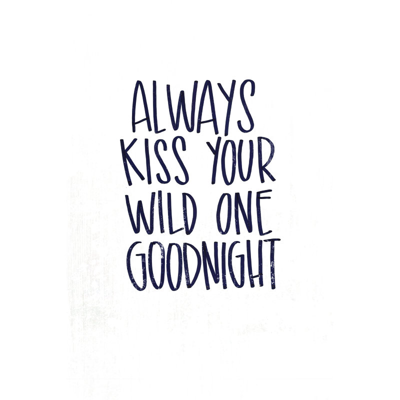 Kiss Wild One Goodnight Handwriting 1 Piece Wrapped Canvas Wall Art, 30cm H x 20cm W x 3.8cm D