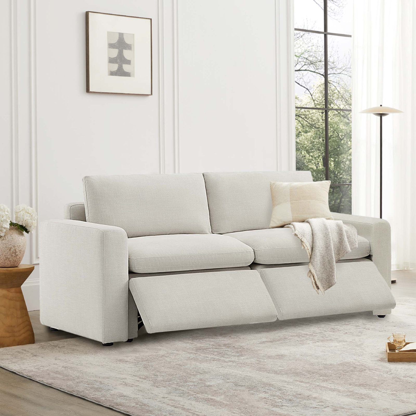 Lana 74" Linen Modular Sofa, Effie Linen Performance Linen