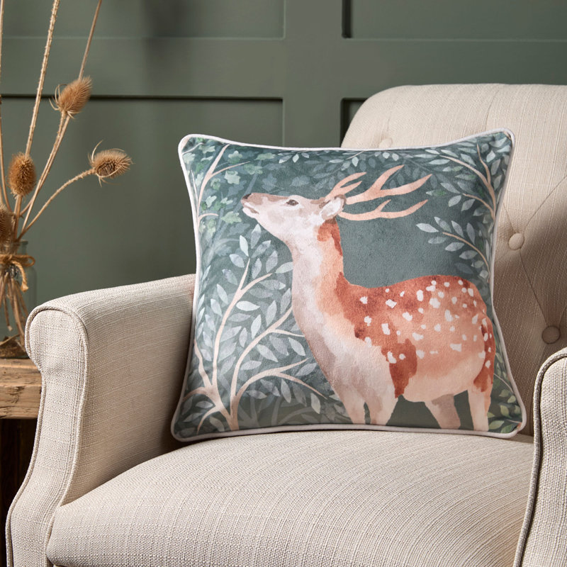 Forest Animals Animal Print Square Throw Cushion Cover, Green