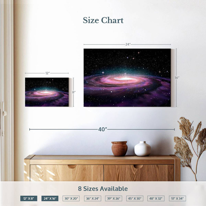 Oberle galaxie spirale de l'espace lointain, H 16 po x l 24 po