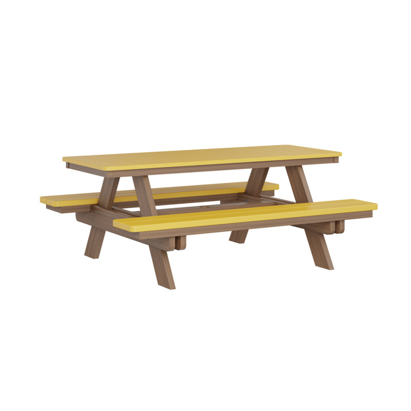 Table de pique-nique rectangulaire Berlin Gardens Ada, Sunburst Yellow Top/Antique Mahogany Base