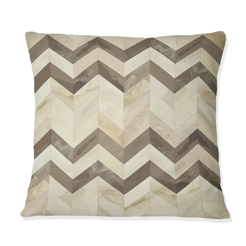 Coussin Beige Chevron Dreams II - Modern, H 16 po x l 16 po