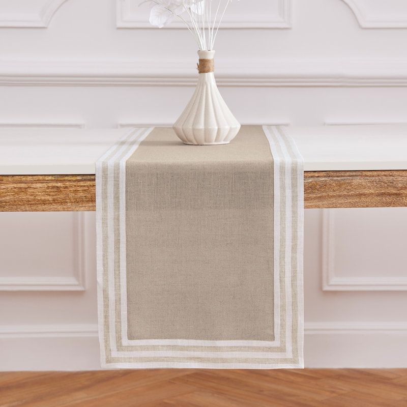 Mila - 100% Pure Linen Table Runner, 90" x 14", Flax