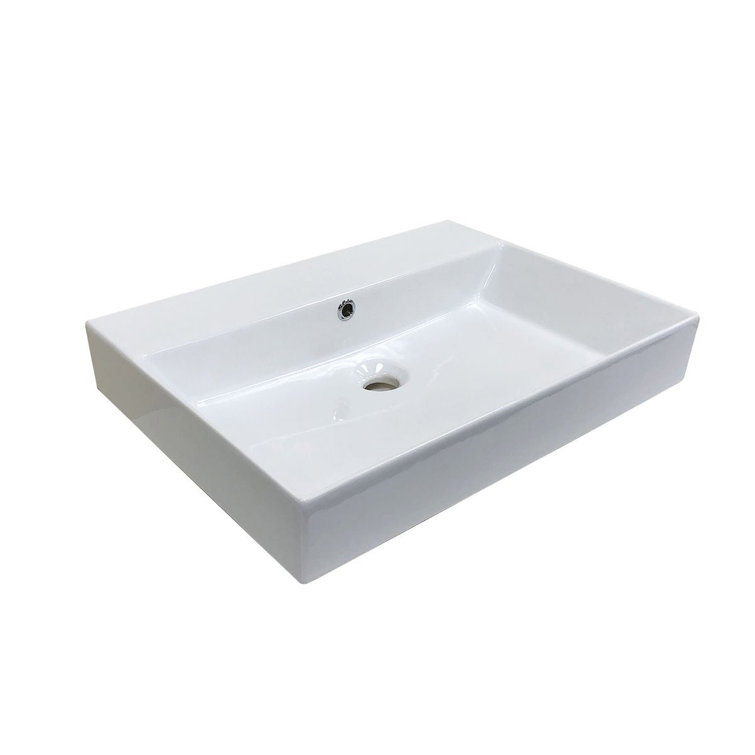WS Bath Collections 17.7'' Ceramic Rectangular Bathroom Sink with Overflow