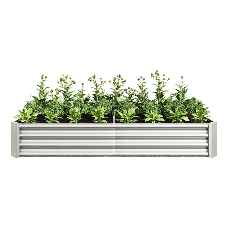 Rust - Proof Silver Metal Raised Bed With Open Base For Planting In Bedroom Balcony Galvanized Planter Outdoor Vegetable And Flower Growing Small Spaces