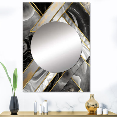 Kersti marbre granit agate avec des touches d'or XVIII - miroir mural géométrique unique