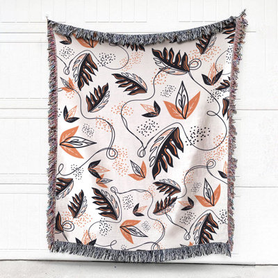  Hand Drawn Tropical Leave 100% Cotton Blanket