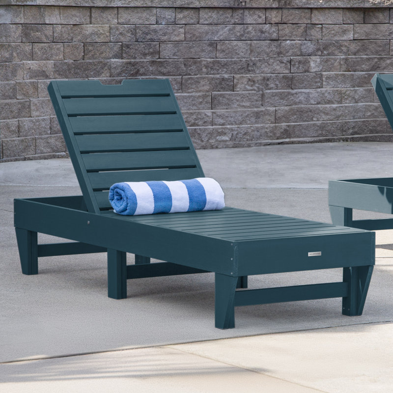 Chaise longue simple inclinable Annette, Bleu Nantucket