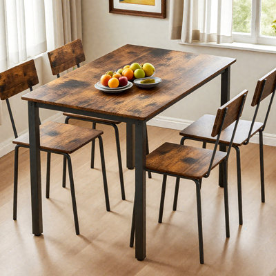 5 Piece Indoor Modern Dining Furniture For 4, Space - Saving Design And Easy Assembly 4 Person , With Ergonomic Seats Stable Base Structure