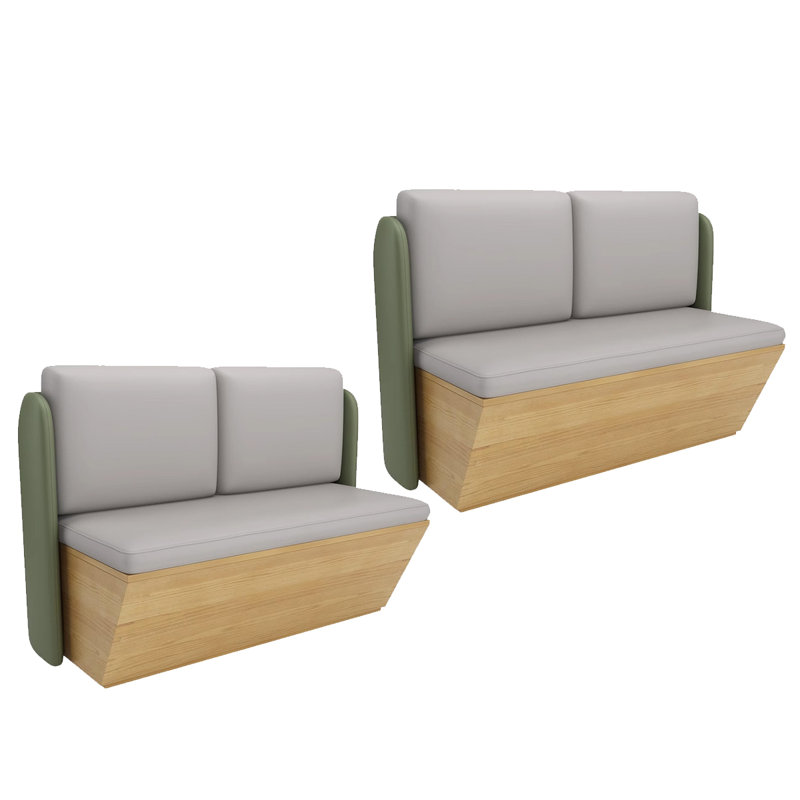 Ensemble de 2 bancs en similicuir revêtu de bois massif