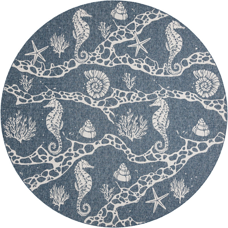Tapis contemporain bleu marine Aycan, Rond 12 pi
