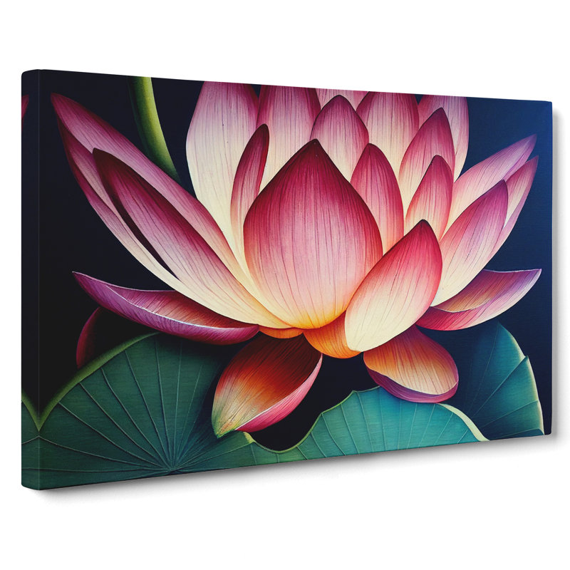 Artsy Lotus Flower - Wrapped Canvas Print, 35cm H x 50cm W x 3cm D