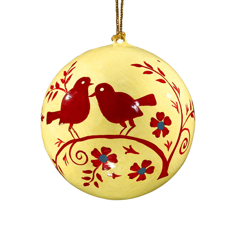 7.62cm Handmade Paper Plants & Flowers Bauble, Red