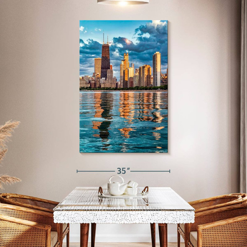 Horizon de la baie de Chicago, H 51 po x l 34 po