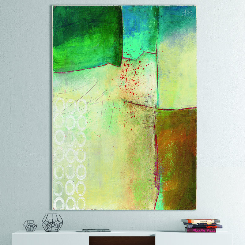 Impression abstraite d'aquarelle bleue et jaune - reproduction d'art sur toile tendue, H 20 po x l 12 po x P 1po