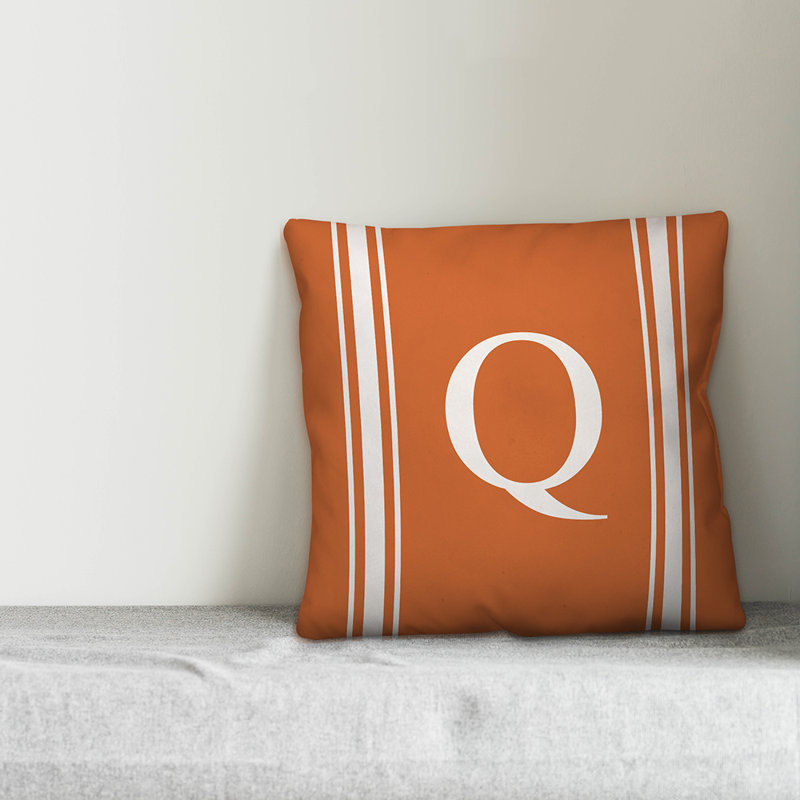 Striped Throw Pillow, Q, Orange