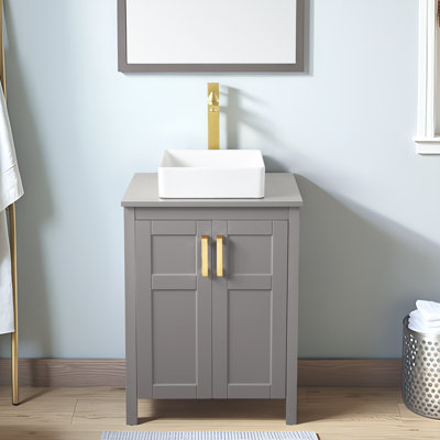 Ensemble de meuble-lavabo simple 24 po 2 portes avec plateau en céramique 24 po Modern