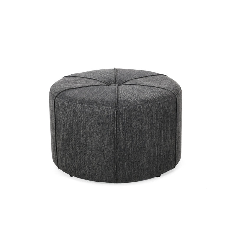 Minimalist Charcoal , Design, Fabric Upholstery, Cotton Padding, Piping, Button Tuft, 27.97 Inches Wide, Deep, 17.19 High With Solid Wood,