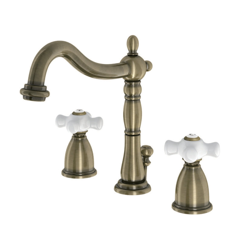 Robinet de salle de bain à deux poignées et à 3 trous à fixation sur comptoir avec bonde mécanique Kingston Brass