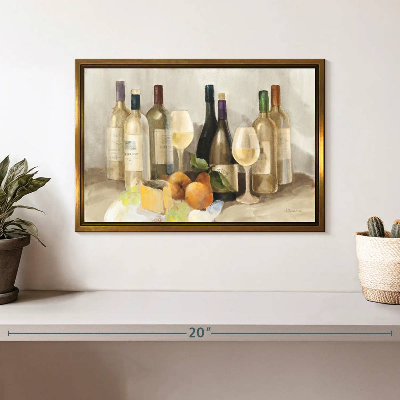 Vin et fruit II - lumière, Cadre flottant doré, 13 po x 9 po