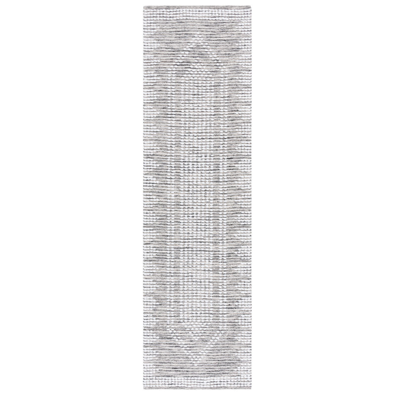 Tapis noir / ivoire Jasone 980, Tapis de couloir 2 pi 3 po x 8 pi