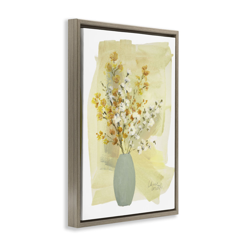 «Wildflowers Bloom Blue Vase» par Lanie Loreth, Cadre flottant orme Montalcino, H 31 po x l 21 po