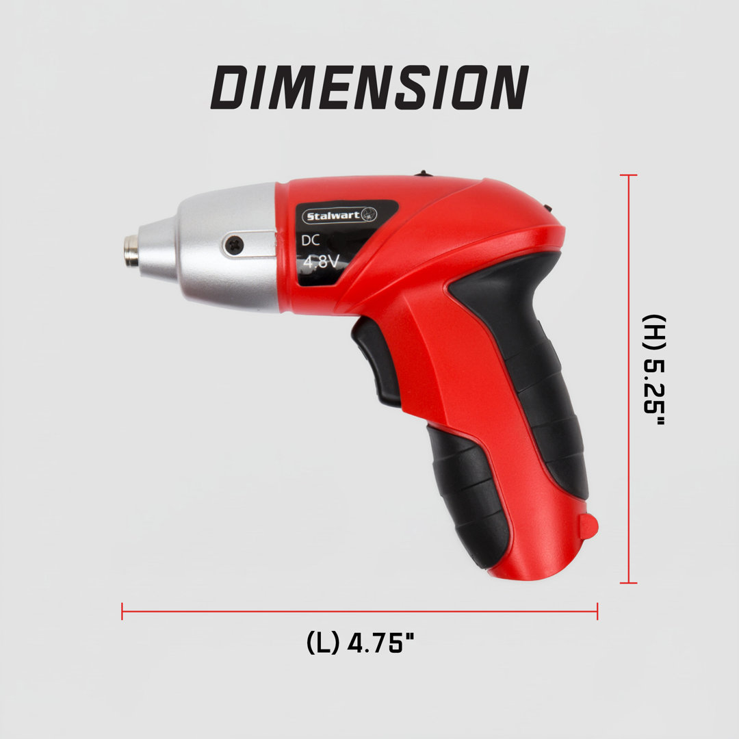 Stalwart 25-Piece Cordless Screwdriver Set with Automatic Spindle Lock and LED Work Light, Red Stalwart