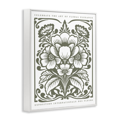 Green Outline Floral Bouquet Framed Giclee Art, design by Lettered and Lined