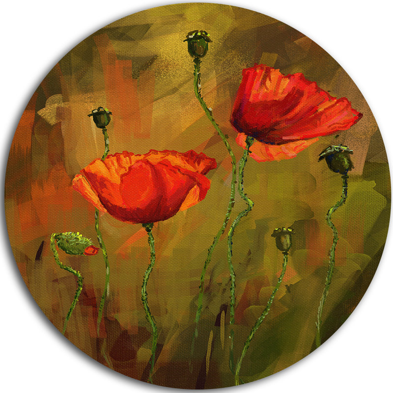 «Poppy Flowers», peinture, Métal, H 23 po x l 23 po x P 1 po