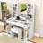 Vanity Table with LED Lighted Mirror, RGB Glass Cabinets, Drawers, Shelves, Power Outlets and Stool-1543539548