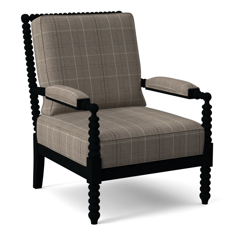 Fauteuil Jamilla Sabrina, Finition noire, Lin Elite colombe