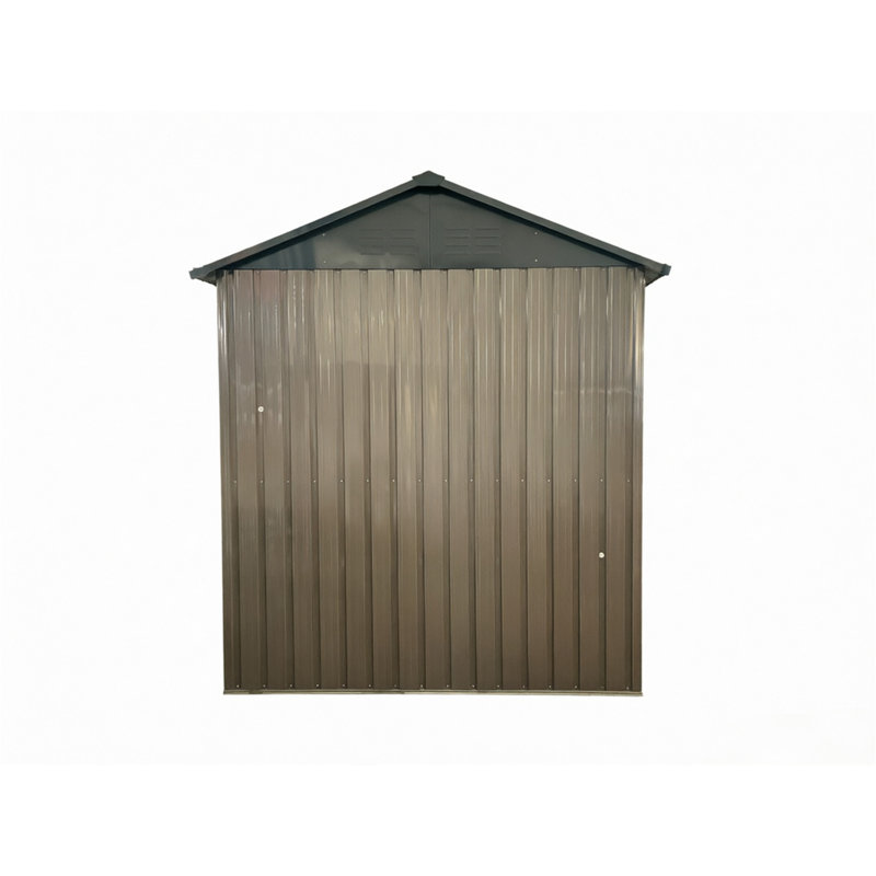 8*6 FT Galvanized Steel Outdoor Storage Shed with Sliding Door, Brown