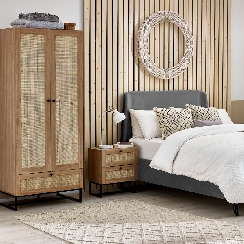 Reese 2 Door 1 Drawer Wardrobe, Oak