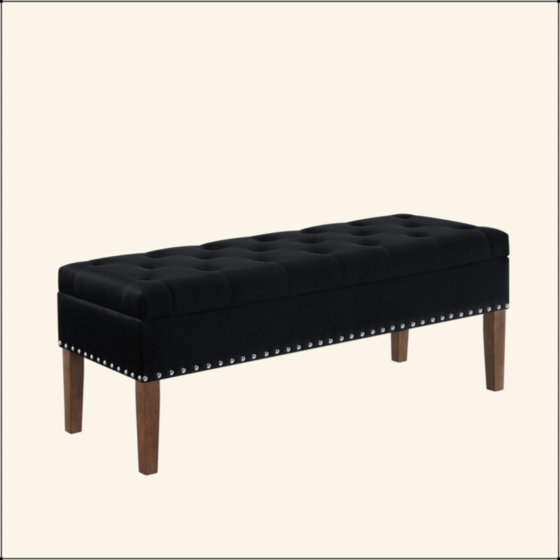 Tufted Bench With Storage, Black