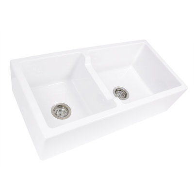 Hyannis 35.5'' L Farmhouse / Apron Double Bowl Fireclay Kitchen Sink