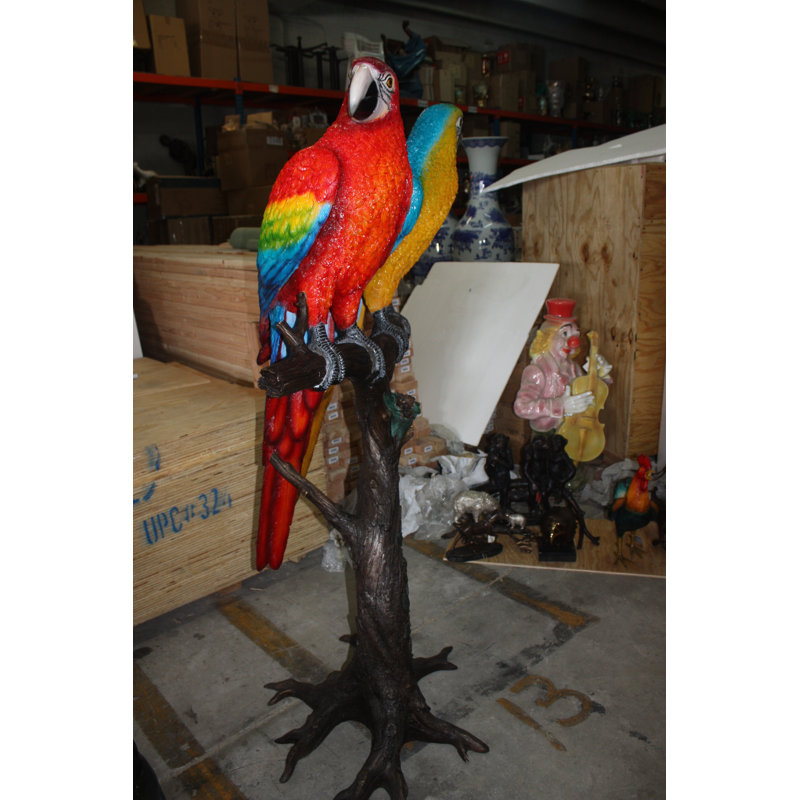 Jewell 2 Parrots on a Tree Statue