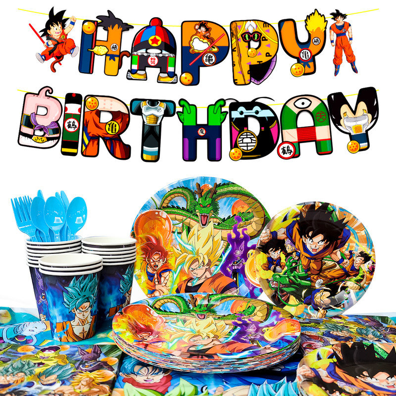 Ensemble de 128 décorations de fête d'anniversaire pour enfants Dragon Ball Z, 128 pièces