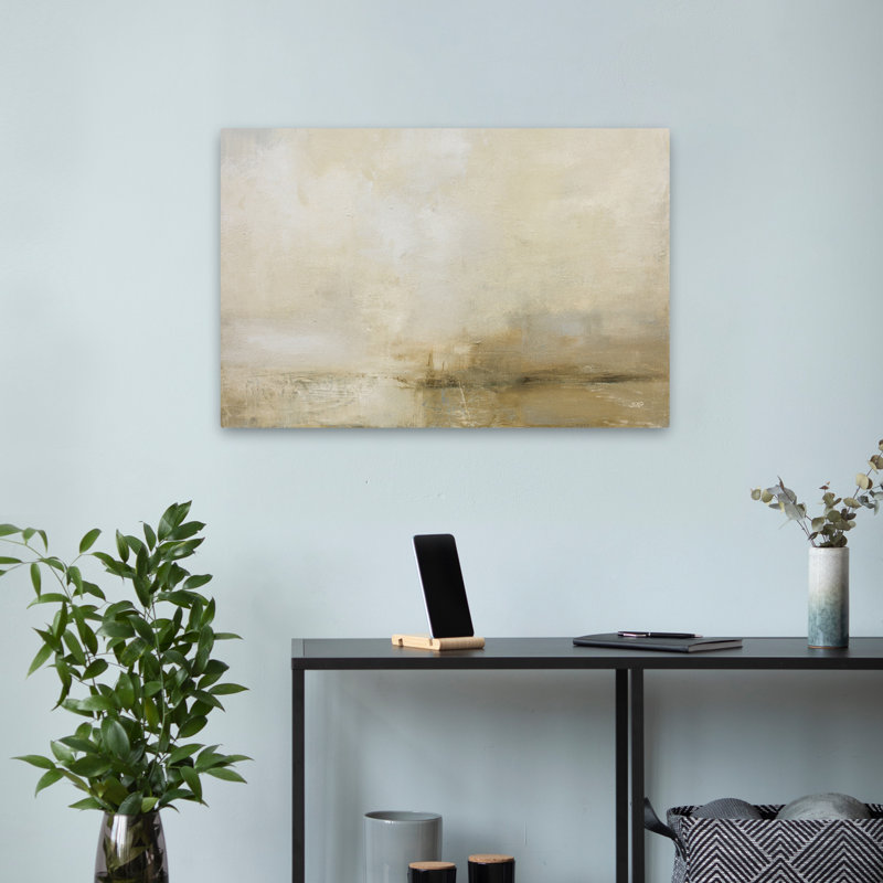 Glimpse contemporain abstrait noir contemporain brun crème, H 24 po x l 16 po